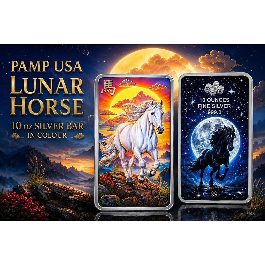 2026 PAMP USA Lunar Horse Day & Night colorized 10 oz silver bar