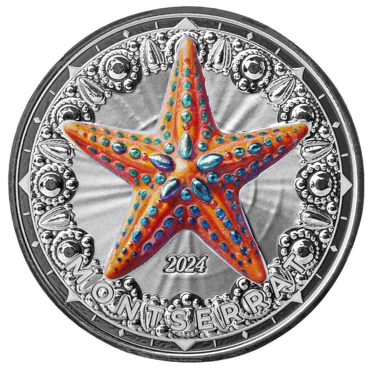 Montserrat Starfish 2024, pièce d’argent colorisée 1 oz