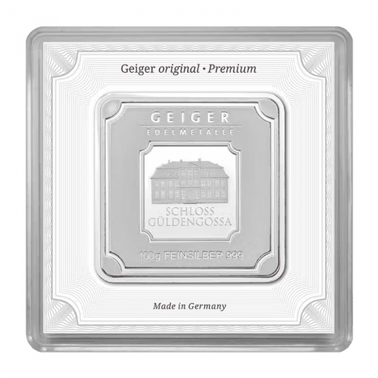 100gram Geiger Silver Bar in Assay
