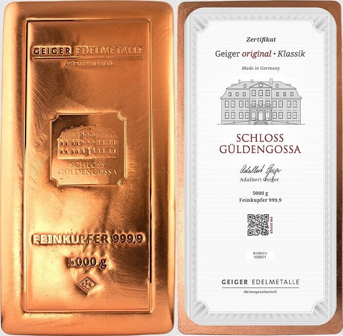 GEIGER EDELMETALLE 5KG 5000G CERTIFIÉ 999,9 COPPER - RARE