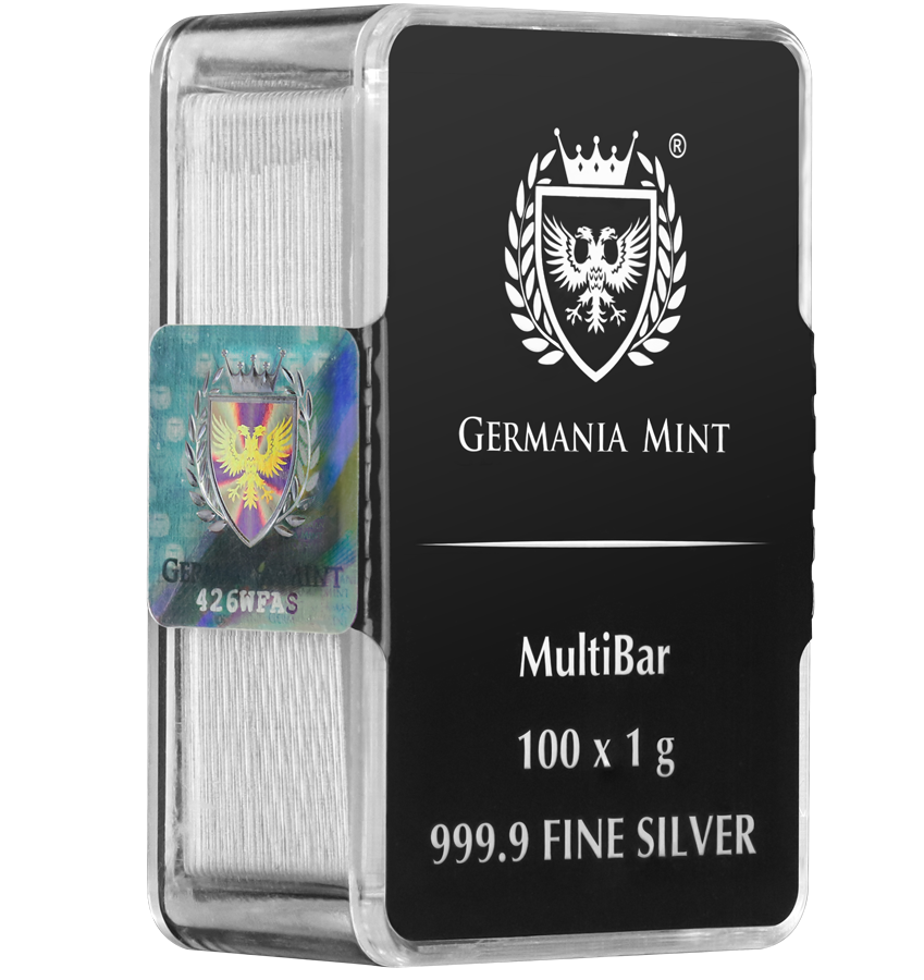 Germania Mint Silver MultiBar 100 x 1 g — boîte et hologramme