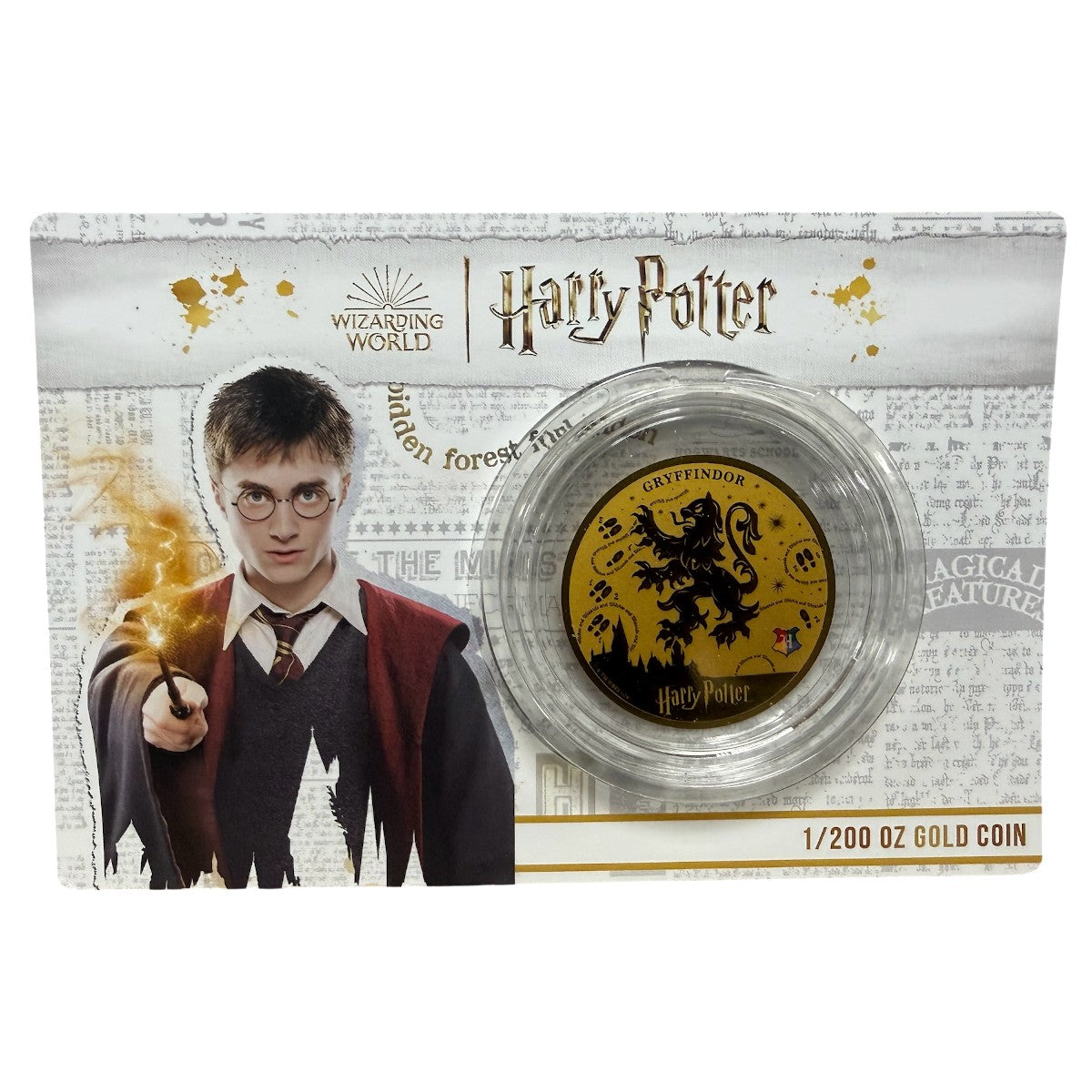 Harry Potter Gryffindor 2024, carte avec pièce d’or 1/200 oz — recto