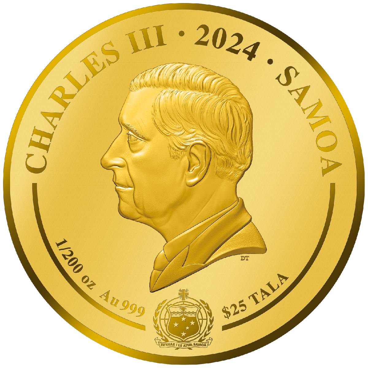 Harry Potter Gryffindor 2024, pièce d’or 1/200 oz — effigie du roi Charles III