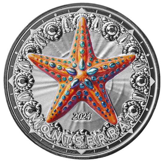 Montserrat Starfish 2024, pièce d’argent colorisée 1 oz